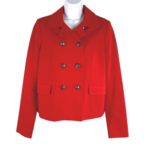 Land's End Blazer Jacket Size 10 Double‎ Breasted Red Academia Nautical CJ-1446 - Picture 1 of 9